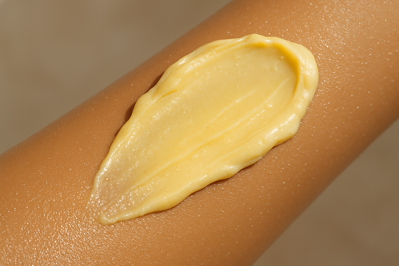 Please create s slightly yellow swipe of shea lotion  Please add a glimmer of mica on the arm